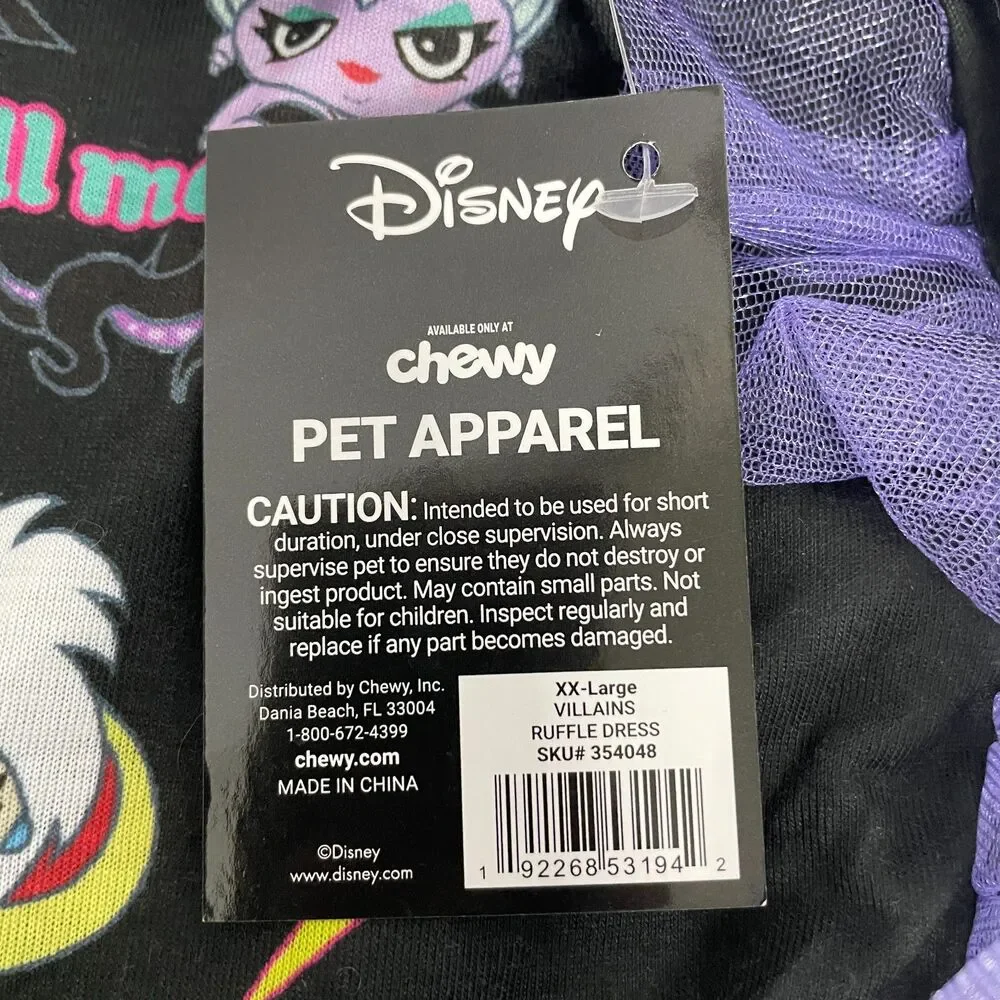 Disney Villians Dog XXL Black and Purple Ruffle Dress Chewy Exclusive NWT